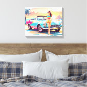 Mädchen mit Auto und Traumwelt Leinwanddruck (Insitu (Schlafzimmer))