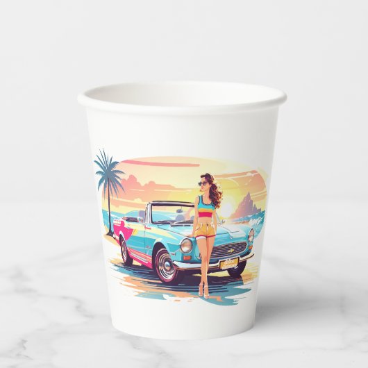 Mädchen mit Auto und Traumwelt Pappbecher (Vorderseite)