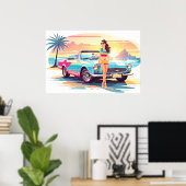 Mädchen mit Auto und Traumwelt Poster (Heimbüro)