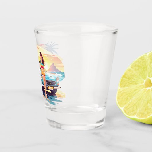 Mädchen mit Auto und Traumwelt Schnapsglas (Rechts)