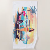 Mädchen mit Auto und Traumwelt Strandtuch (Vorderseite)