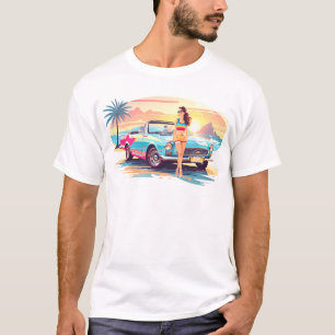 Mädchen mit Auto und Traumwelt T-Shirt