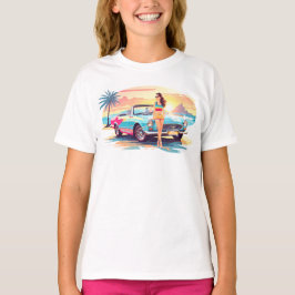 Mädchen mit Auto und Traumwelt T-Shirt