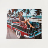 Mädchen mit Auto Wandteppich (Vorderseite (Horizontal))