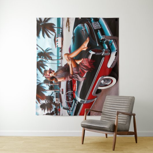 Mädchen mit Auto Wandteppich (Beispiel)