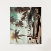 Mädchen mit Auto Wandteppich (Vorderseite)