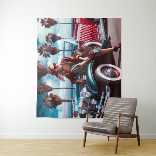 Mädchen mit Auto Wandteppich (Beispiel)