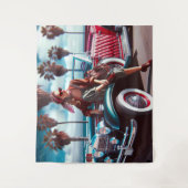 Mädchen mit Auto Wandteppich (Vorderseite)