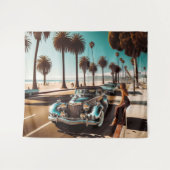 Mädchen mit Auto Wandteppich (Vorderseite (Horizontal))