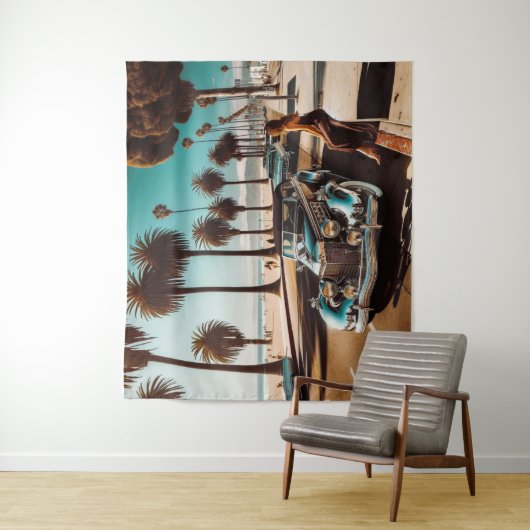 Mädchen mit Auto Wandteppich (Beispiel)