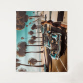 Mädchen mit Auto Wandteppich (Vorderseite)