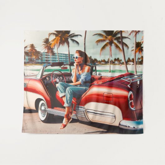 Mädchen mit Auto Wandteppich (Vorderseite (Horizontal))