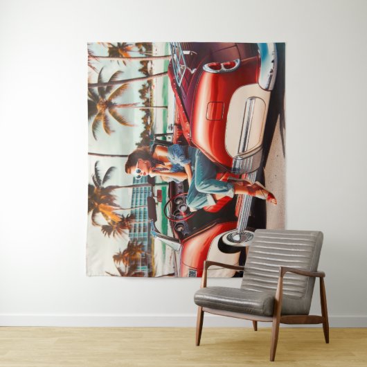 Mädchen mit Auto Wandteppich (Beispiel)