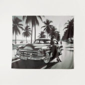 Mädchen mit Auto Wandteppich (Vorderseite (Horizontal))