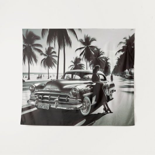 Mädchen mit Auto Wandteppich (Vorderseite (Horizontal))