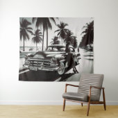 Mädchen mit Auto Wandteppich (Beispiel (Horizontal))