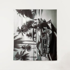 Mädchen mit Auto Wandteppich