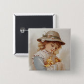 Mädchen mit Baby Ducks Button (Vorne & Hinten)