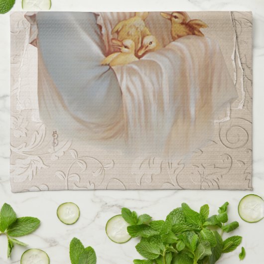 Mädchen mit Baby Ducks Geschirrtuch (Gefaltet)