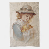 Mädchen mit Baby Ducks Geschirrtuch (Vertikal)