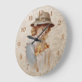 Mädchen mit Baby Ducks Große Wanduhr (Winkel)