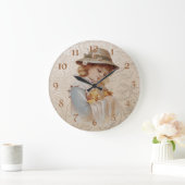 Mädchen mit Baby Ducks Große Wanduhr (Zuhause)