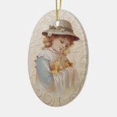 Mädchen mit Baby Ducks Keramik Ornament (Links)