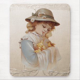 Mädchen mit Baby Ducks Mousepad