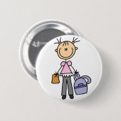 Mädchen mit Backpack-Taste Button (Vorne & Hinten)