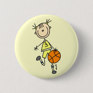 Mädchen mit Ball Basketball T-Shirts und Geschenke Button