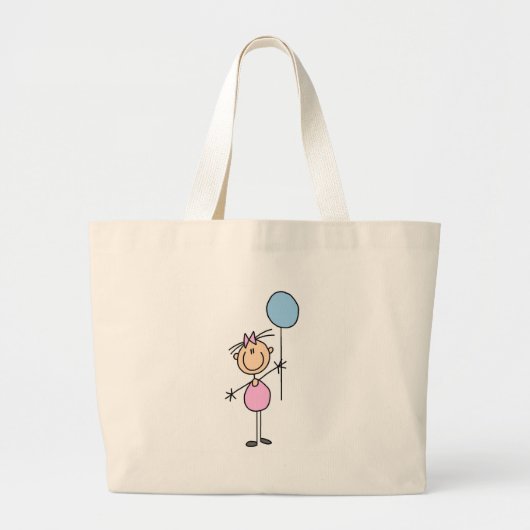 Mädchen mit Ballon-Strichmännchen-Tasche Jumbo Stoffbeutel (Vorne)