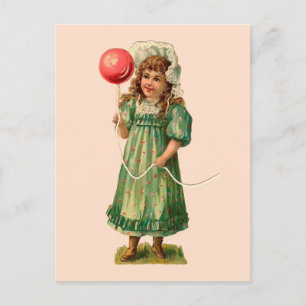 Mädchen mit Ballon Vintag Postkarte