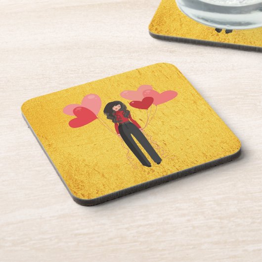 Mädchen mit Ballon whimsical Getränkeuntersetzer (Linke Seite)