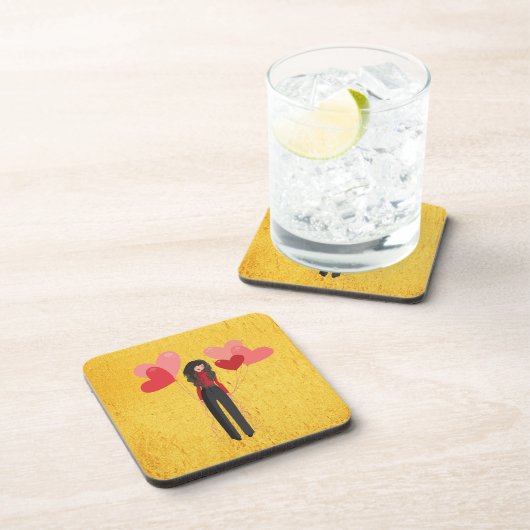 Mädchen mit Ballon whimsical Getränkeuntersetzer (Rechte Seite)