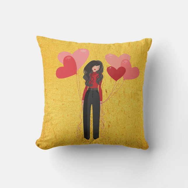 Mädchen mit Ballon whimsical Kissen (Vorderseite)
