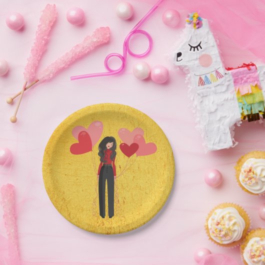 Mädchen mit Ballon whimsical Pappteller (Party)