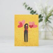 Mädchen mit Ballon whimsical Postkarte (Stehend Vorderseite)