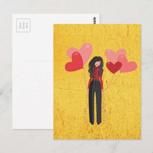 Mädchen mit Ballon whimsical Postkarte (Vorne/Hinten)