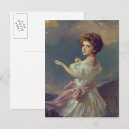 Mädchen mit Ballons Postkarte (Vorne/Hinten)
