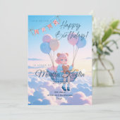 Mädchen mit Ballons Träumerischer Himmel Party Kar Einladung (Stehend Vorderseite)