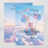 Mädchen mit Ballons Träumerischer Himmel Party Kar Einladung (Vorne/Hinten)