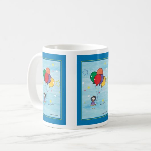 Mädchen mit Balloons - Kinder Kunst für CHOC Kaffeetasse (Vorderseite Links)