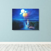 Mädchen mit Balloons Weg Liebe Unser Planet auf Leinwanddruck (Insitu (Holzboden))