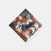 Mädchen mit bärtiger Collie beten Serviette (Ecke)