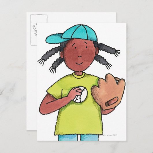 Mädchen mit Baseball & Glove Postkarte (Vorne/Hinten)