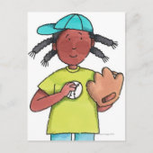 Mädchen mit Baseball & Glove Postkarte (Vorderseite)