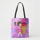 Mädchen mit Basket Hearts Tote Beutel Geschenk Tasche (Vorderseite)