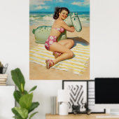 Mädchen mit Beach Toy Button Up Poster (Heimbüro)