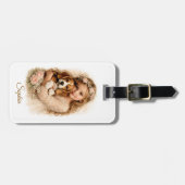 Mädchen mit Beagle-Welpe Gepäckanhänger (Vorderseite horizontal)