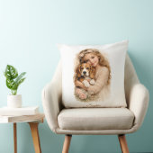 Mädchen mit Beagle-Welpe Kissen (Stuhl )